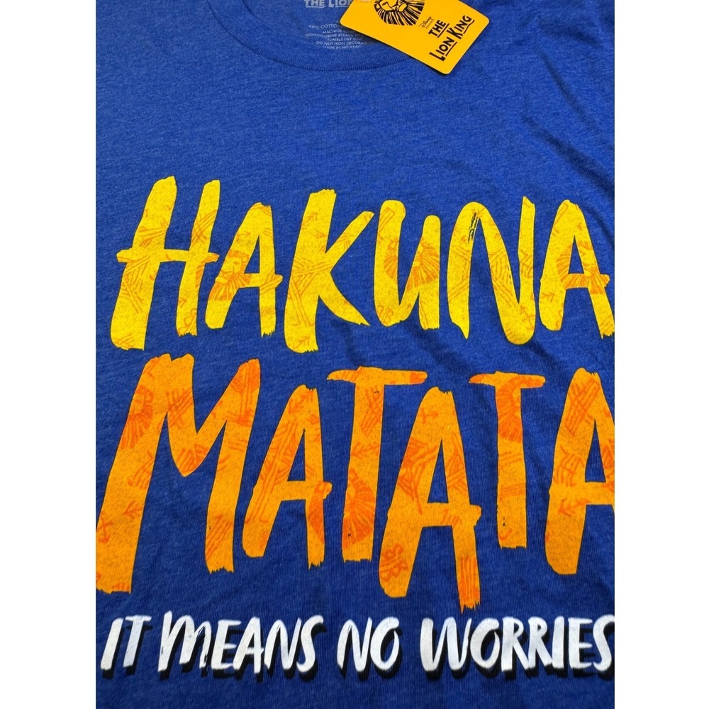 Disney Lion King Hakuna Matata Graphic T-Shirt Blue Mens Size L New - Picture 3 of 8